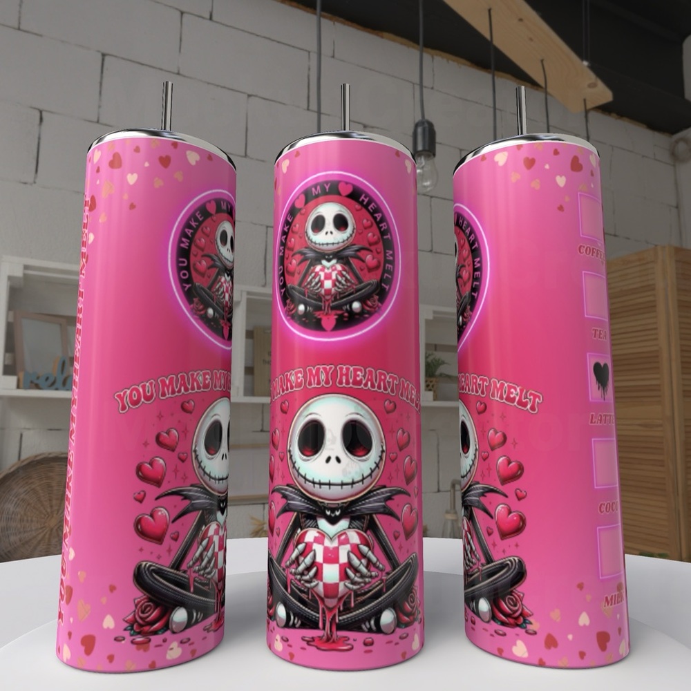 20oz JACK, YOU MAKE MY HEART MELT STAMPS STEEL SUBLIMATED TUMBLER